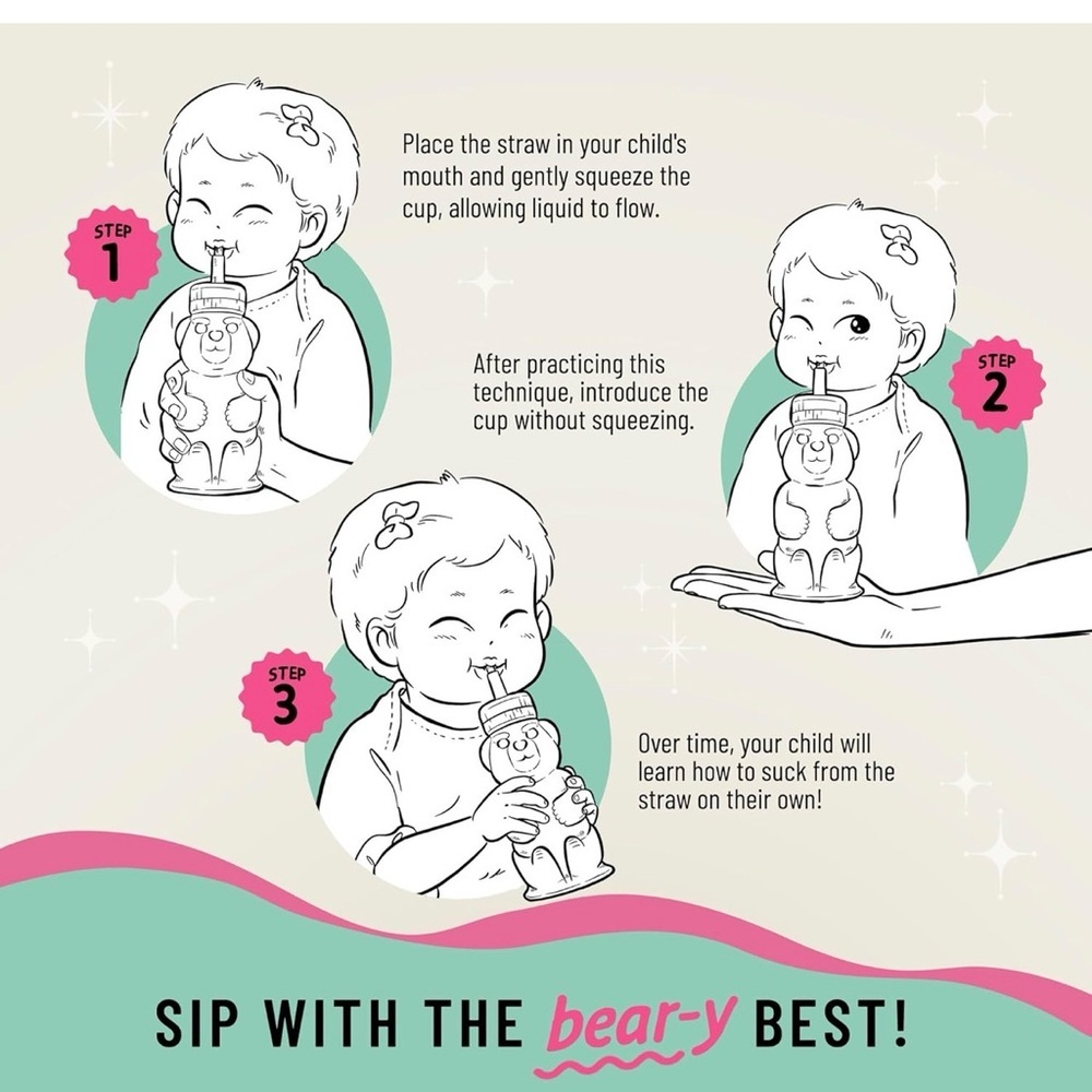 Legendary Milk Silicone Honey Bear Cup - teach babies to drink from straw - Picture 6 of 9